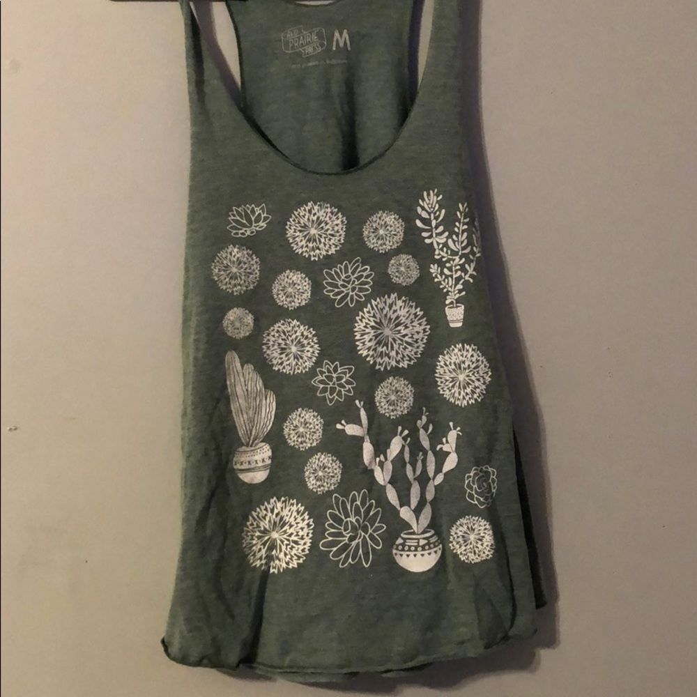 Green succulent tank top